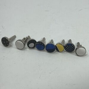 Lot 8 cufflinks Cloth Button Style White, Black, Blue, Yellow Bullet  Bk Toggle